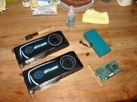 Two Cleaned EVGA GTX 580 SCE 1536 MB's & Supermicro IPMI 2.0 card top