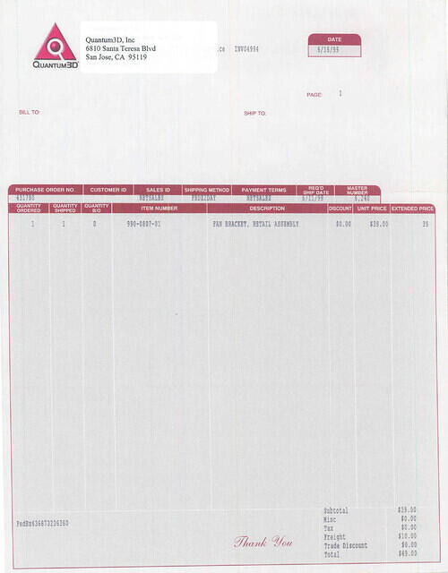 Quantum3D Obsidian2 fan invoice