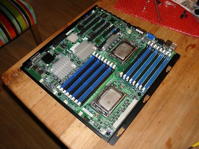 Supermicro H8DG6-F mounted on Mobo Tray of Lian Li TYR PC-X2000B top angled