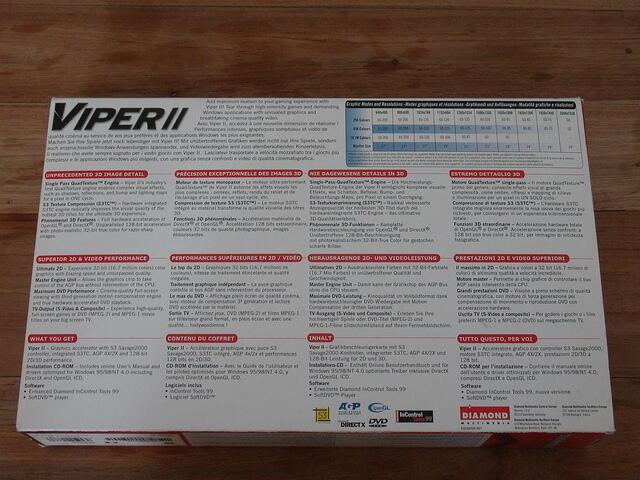 Diamond Multimedia Viper II Z200 AGP 32MB Gamers Edition Box rear