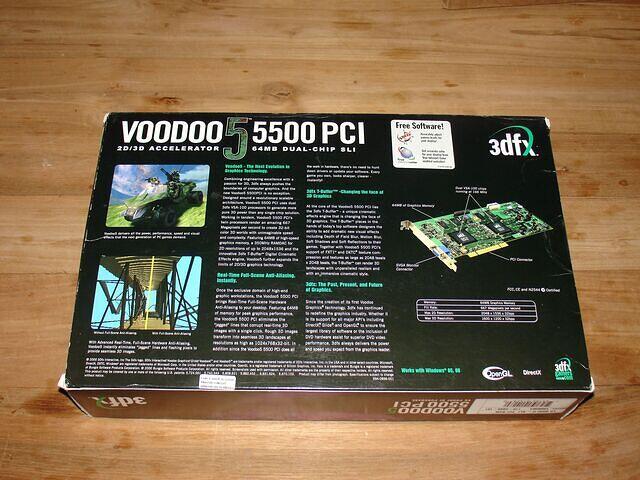 3dfx Voodoo5 5500 PCI 64MB Rev.A1 2700 USA Box rear