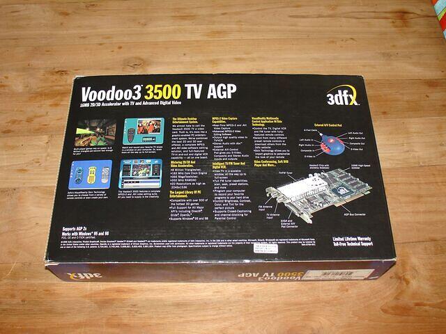 3dfx Voodoo3 3500 TV AGP 16MB Rev.B 9951 Boxed USA rear