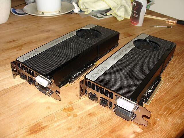 Both EVGA GTX 680 SC Sigs cleaned top angled