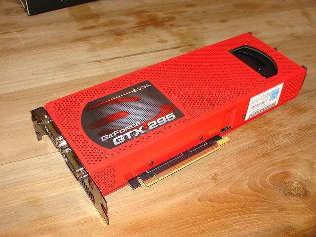 EVGA GeForce GTX 295 Red Edition PCI-E 1792MB 896Bit GDDR3 Rev.A1 1509 top angled.JPG