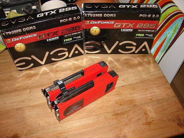 EVGA GTX 295 RE + Boxes in table reflection a