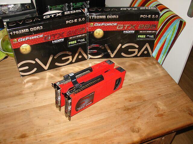 EVGA GTX 295 RE + Boxes in table reflection b