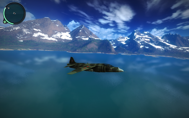 AV8B Harrier II neat mountain shoreline