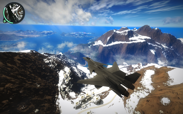 SU-47 Berkut over the snow mountain range